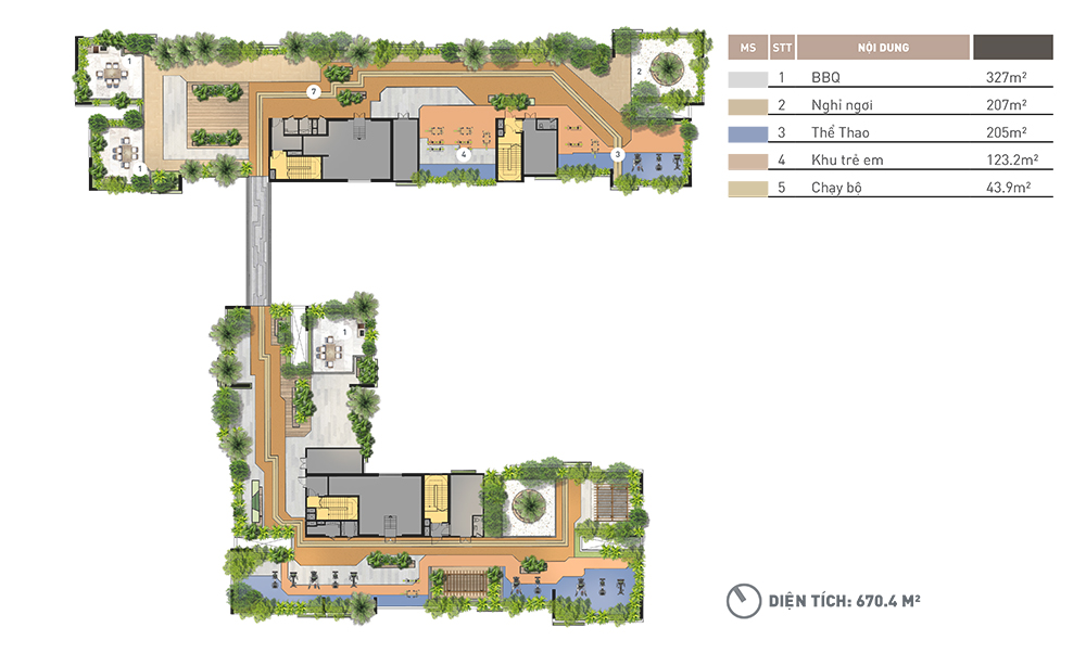 Mặt bằng tầng sân thượng dự án A&T Riverside