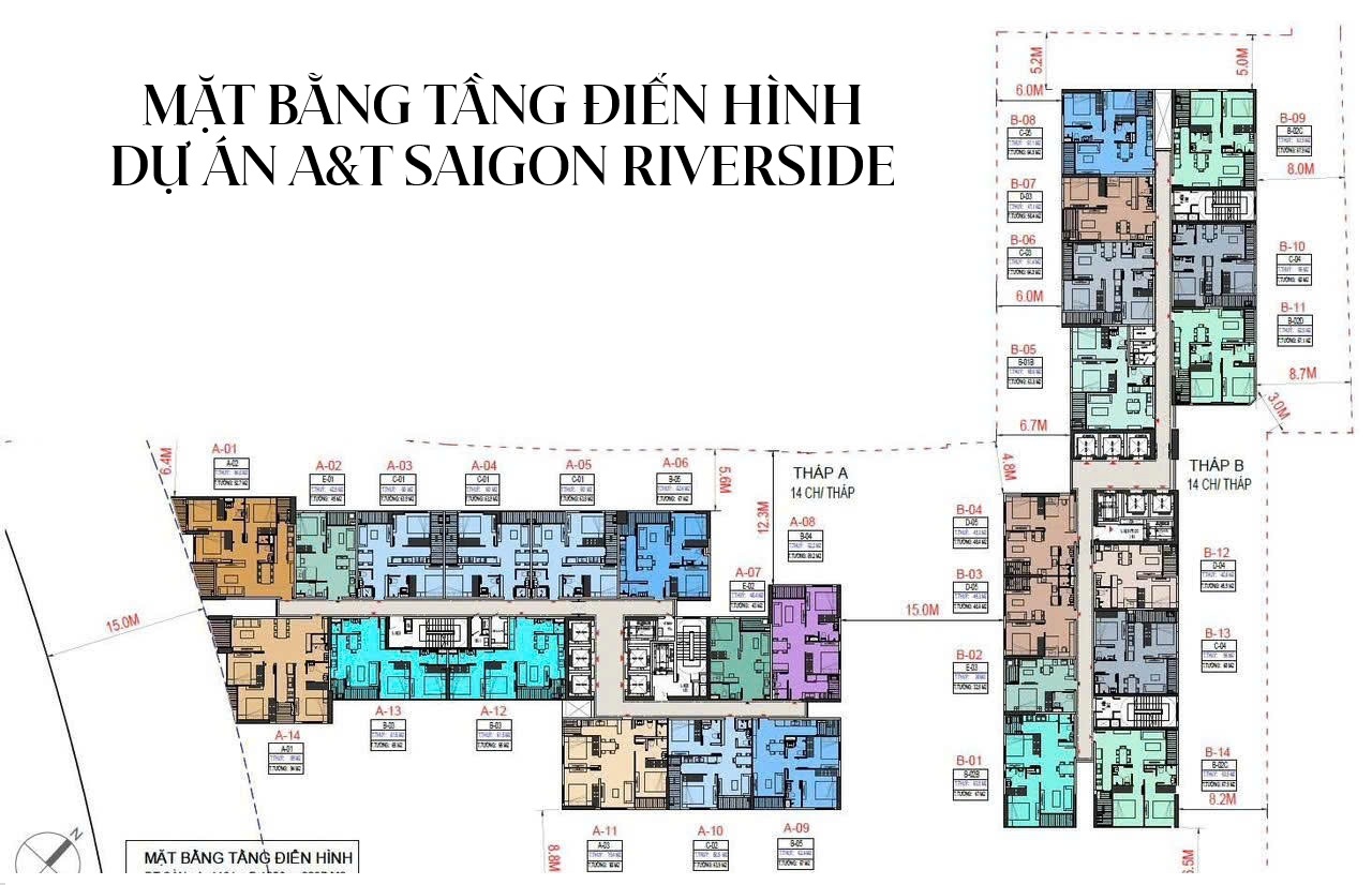 Mặt bằng dự án A&T Saigon Riverside - Tầng điển hình (5-20, 22-40)