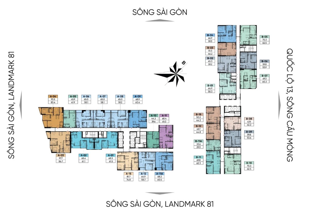Mặt bằng tầng điển hình dự án căn hộ A&T Saigon Riverside