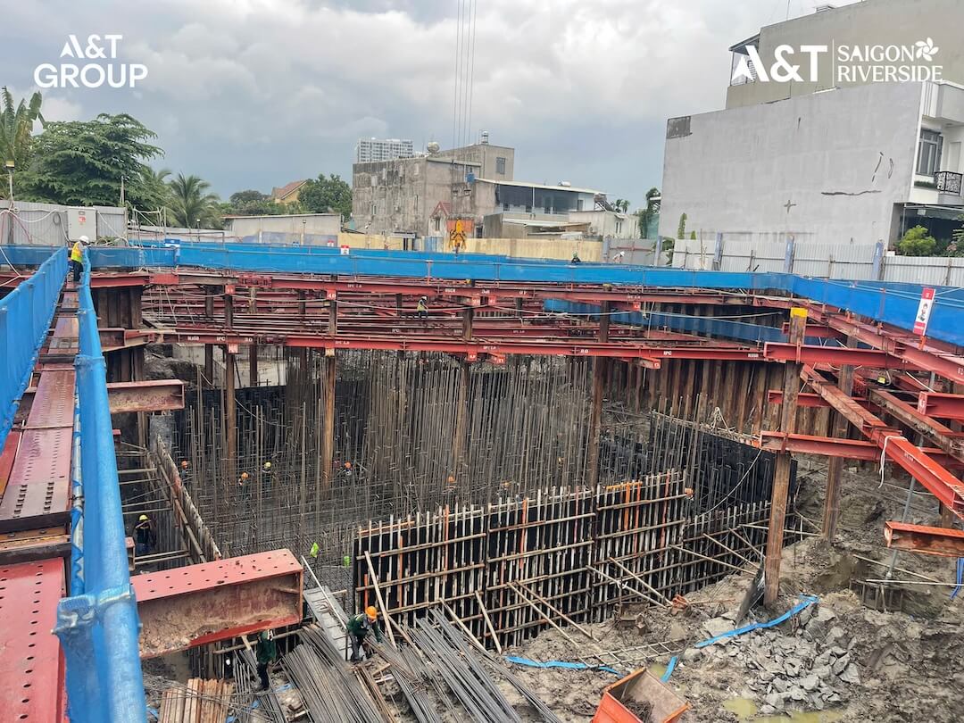 Dự án A&T Saigon Riverside tăng tốc thi công kết cấu ngầm Tiến độ dự án A&T Saigon Riverside mới nhất