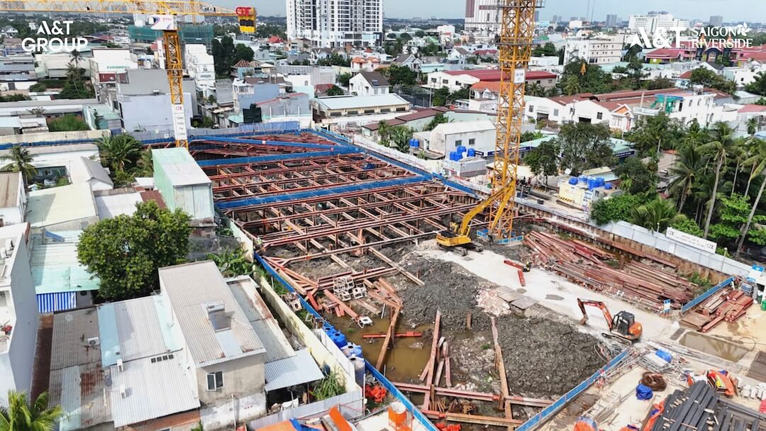 Dự án A&T Saigon Riverside tăng tốc thi công kết cấu ngầm Tiến độ dự án A&T Saigon Riverside mới nhất