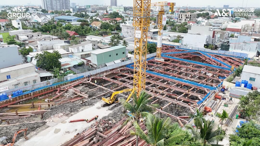 Dự án A&T Saigon Riverside tăng tốc thi công kết cấu ngầm Tiến độ dự án A&T Saigon Riverside mới nhất